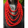 Намисто з дерева червоного кольору 5 рядів