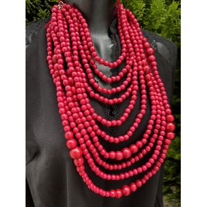 Намисто з дерева, ручна робота, намисто рожевий