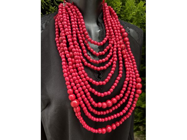 Намисто з дерева, ручна робота, намисто рожевий