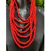 Намисто з дерева, ручна робота, намисто червоний колір 7 рядів