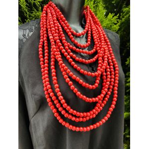 Намисто з дерева, ручна робота, намисто червоний колір