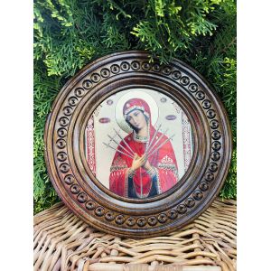 Дерев'яна тарілка (ікона) "Семистрільна" 25 см