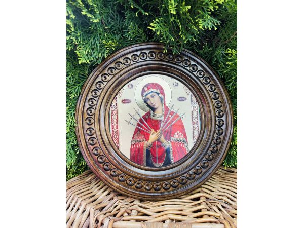 Дерев'яна тарілка (ікона) "Семистрільна" 25 см