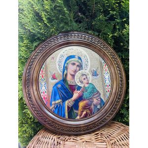 Дерев'яна тарілка (ікона) «Ікона Божої Матері Страсна" 40 см
