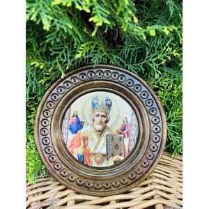 Дерев'яна тарілка (ікона) "Св. Микола Чудотворець" 16,5 см