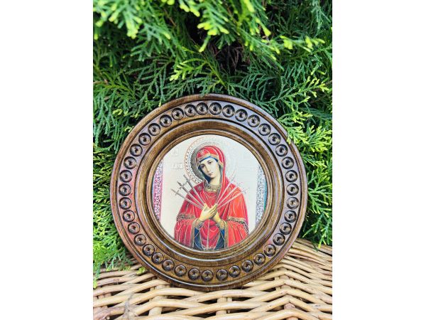 Дерев'яна тарілка (ікона) "Семистрільна" 16,5 см