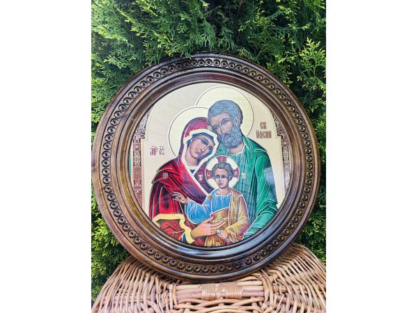 Дерев'яна тарілка (ікона) "Свята Родина" 40 см.