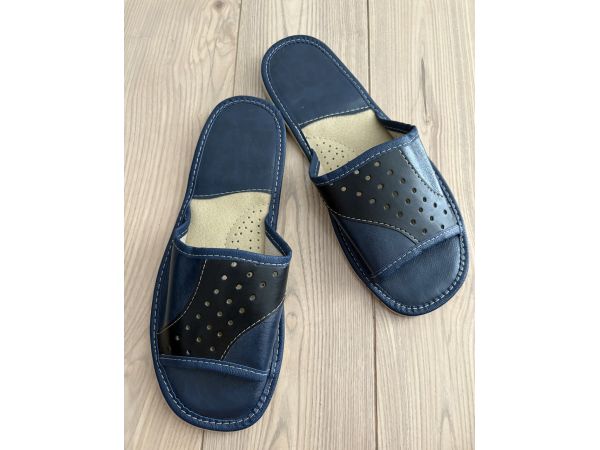 Домашні чоловічі шкіряні капці синій колір розміри 40  41 42