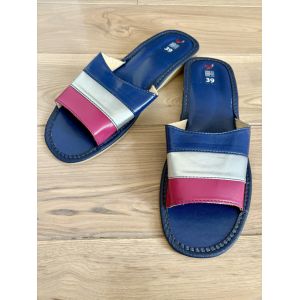 Домашні жіночі шкіряні капці синього кольору Wojcik 41
