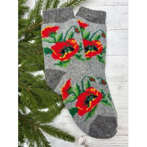 Шкарпетки жіночі з овечої шерсті квіти