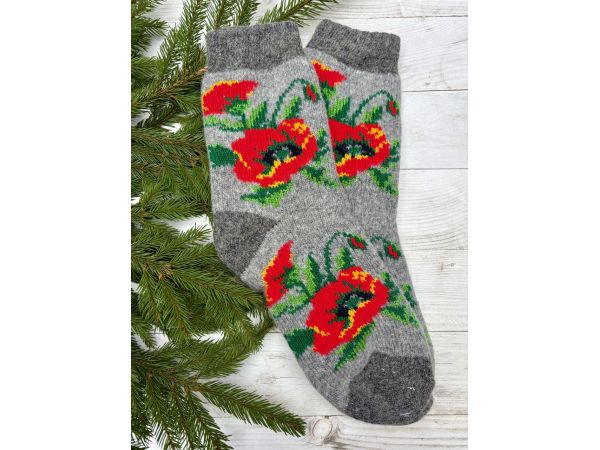 Шкарпетки жіночі з овечої шерсті квіти