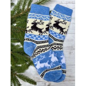 Шкарпетки жіночі з овечої шерсті новорічні