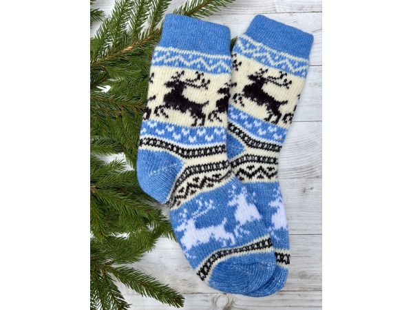 Шкарпетки жіночі з овечої шерсті новорічні