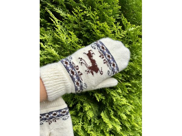 Рукавички жіночі овеча шерсть  орнамент