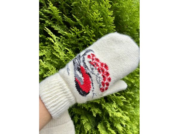 Рукавиці з овечої вовни Снігурі, подарунок на Різдво подарунок на Новий рік