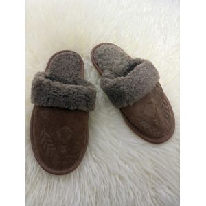 Домашні капці з овечої шерсті жіночі, замшеві коричневі 37 розмір уцінка товар з вітрини