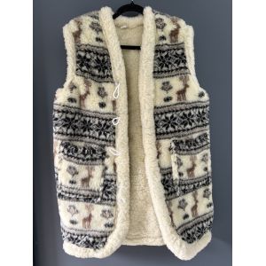 Жилет з овечої вовни олені довгий, Жилетка із овечої шерсті, безрукавка