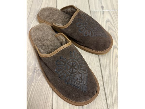 Домашні капці з овечої шерсті чоловічі замшеві 45