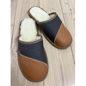 Домашні капці чоловічі з овечої шерсті и шкіри 43