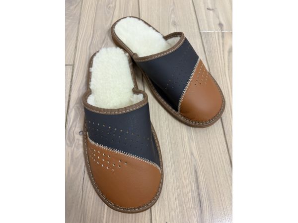 Домашні капці чоловічі з овечої шерсті и шкіри