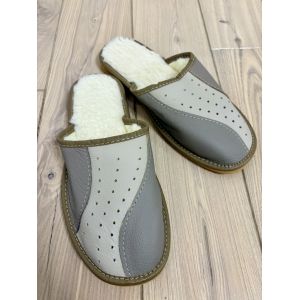 Домашні чоловічі капці із шкіри та овчини розміри від 40 до 43