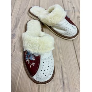 Домашні шкіряні жіночі тапочки з овечої вовни 39