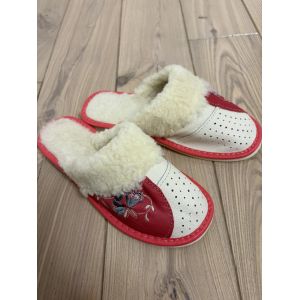 Домашні шкіряні жіночі тапочки з овечої вовни розмір 38 39 41 41