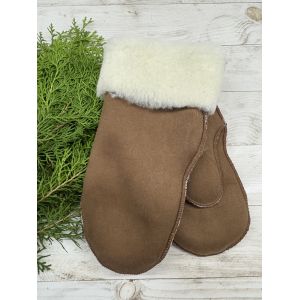 Рукавички жіночі з овечої шерсті карамель