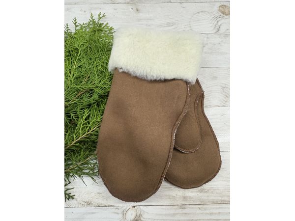 Рукавички жіночі з овечої шерсті карамель