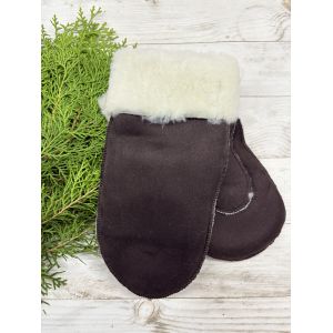 Рукавички жіночі з овечої шерсті коричневі