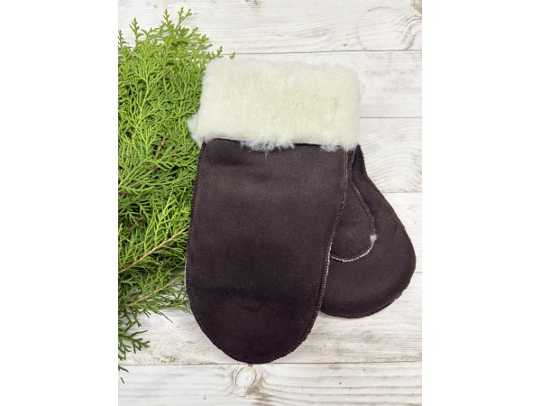 Рукавички жіночі з овечої шерсті коричневі