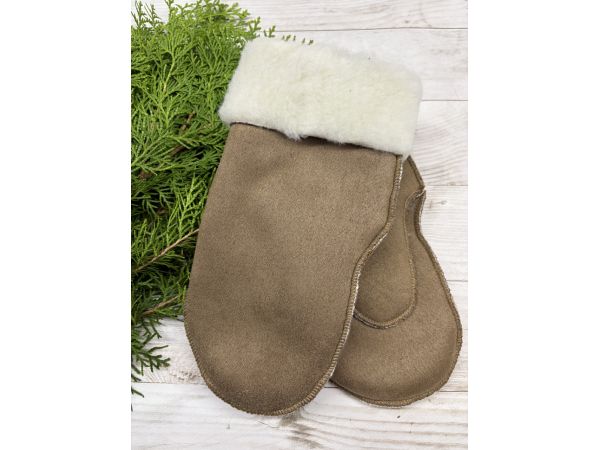 Рукавички жіночі з овечої шерсті кава з молоком