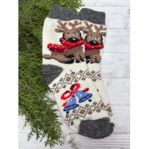 Шкарпетки жіночі з овечої шерсті новорічні