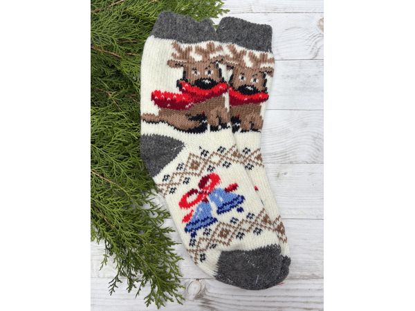 Шкарпетки жіночі з овечої шерсті новорічні