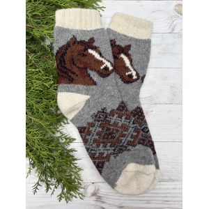 Шкарпетки жіночі з овечої шерсті новорічні, подарунок на новий рік , рік коня