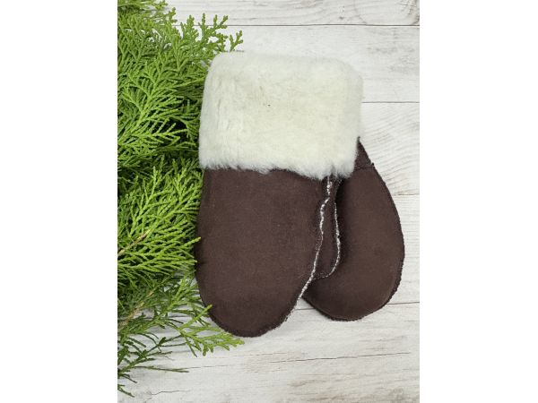 Рукавички дитячі з овечої вовни від 1 до 4 років коричневі