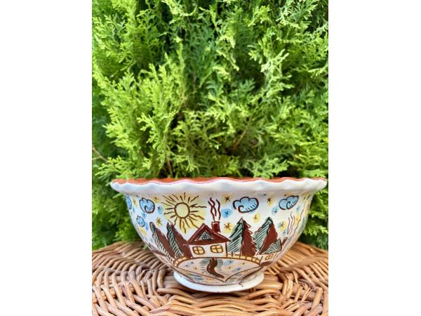 Макітра для куті  Косівська кераміка 24х11 см ручна робота Різдво