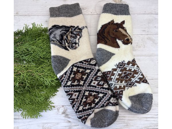 Набір шкарпеток з овечої вовни Чоловічі та Жіночі Подарунок на рік Коня, подарунок на новий рік