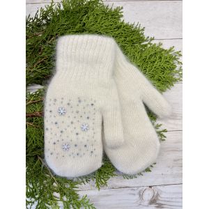 Рукавички дитячі білі зі сніжинками 4-6років