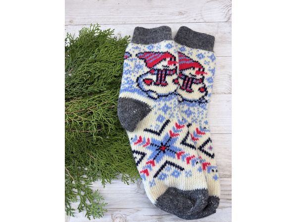 Шкарпетки жіночі з овечої шерсті Сніговик ⛄️
