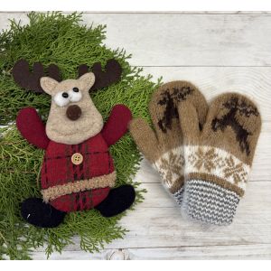 Рукавички дитячі від 2 до 5 років коричнево-сірий колір