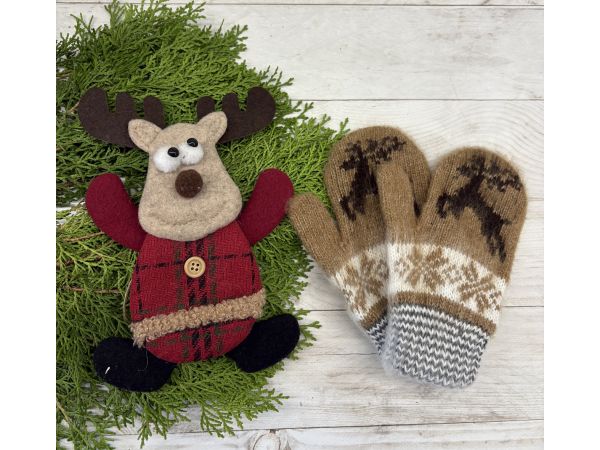 Рукавички дитячі від 2 до 5 років коричнево-сірий колір