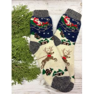 Шкарпетки жіночі з овечої шерсті новорічні