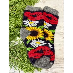 Шкарпетки жіночі з овечої шерсті квіти