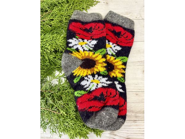 Шкарпетки жіночі з овечої шерсті квіти