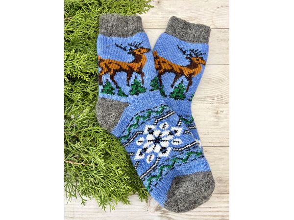 Шкарпетки жіночі з овечої шерсті новорічні