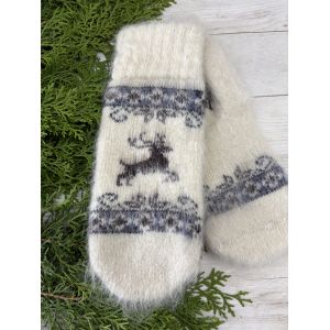 Рукавички з козячого пуху теплі зимові Олені