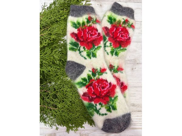 Шкарпетки жіночі з козячого пуху Троянди