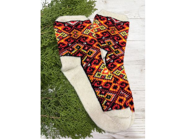 Шкарпетки жіночі з овечої шерсті Орнамент