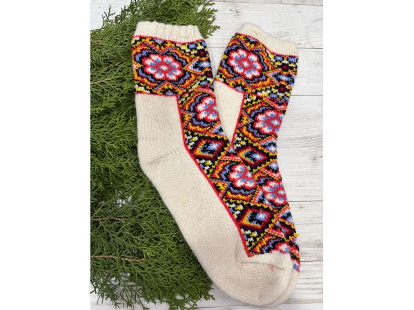 Шкарпетки жіночі з овечої шерсті Орнамент